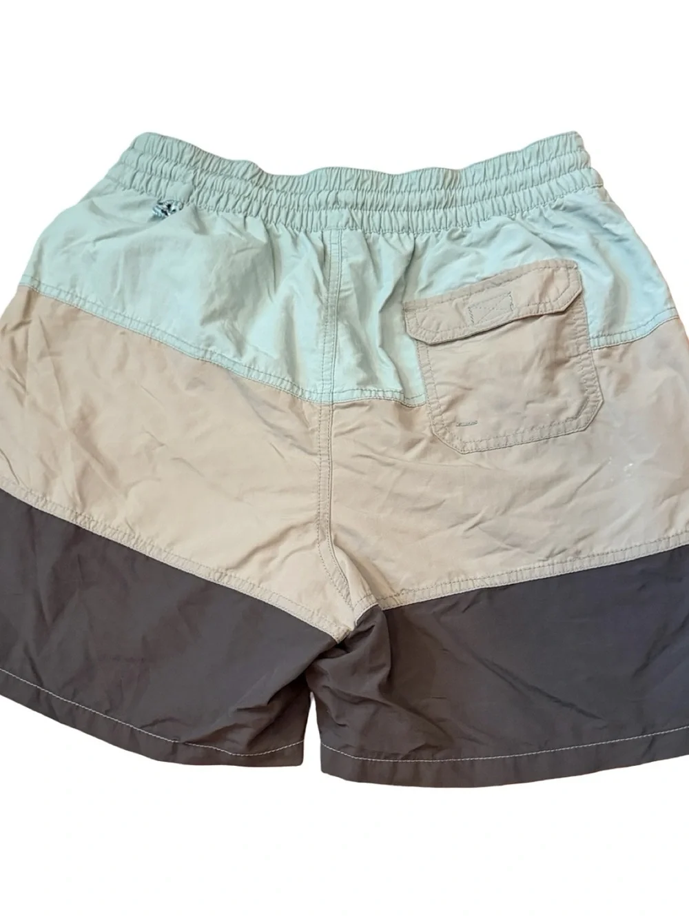 MERONA Men’s Color Block Swim Trunks Size Medium Gray & Blue Mesh Liner
